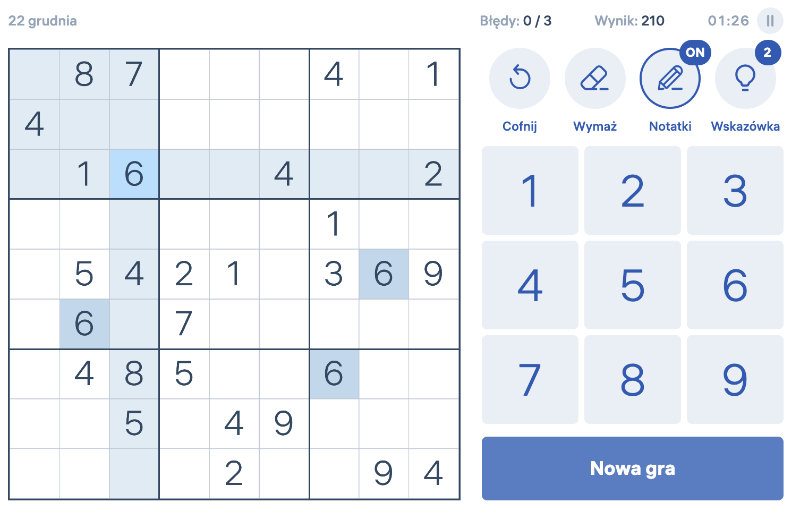 Sudoku.com – zrzut ekranu
